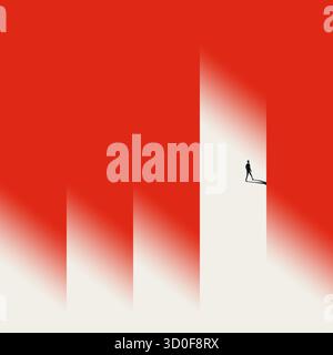 A strong visual metaphor for finding an opportunity or the entrance to a successful career. A business silhouette steps through a bright, glowing open Stock Vector
