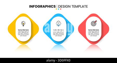 Infographic template with icons and 3 options or steps. Abstract shapes. Can be used for workflow layout, diagram, banner, webdesign. Vector illustrat Stock Vector