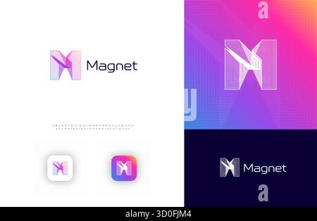 Creative Architect Logo 3D Line Logotype Engineering Technology, Architectural Monogram, Letter M for Business Company Branding. Vector Illustration Stock Vector