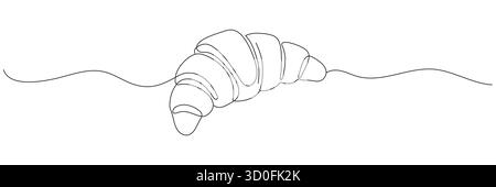 Continuous one line drawing of croissant icon, editable line, Continuous one line drawing minimalist Stock Vector
