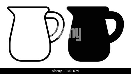 A minimalist design featuring two versions of a milk jug, one outlined and one solid black. Perfect for modern kitchen themes and beverage-related pro Stock Vector