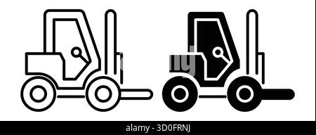 High-quality vector illustration of forklift trucks shown in black and white. Ideal for industrial, construction, and logistics themes in various proj Stock Vector