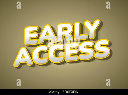 A graphic design featuring the words Early Access in bold, playful typography with a yellow outline and a light background. Stock Vector