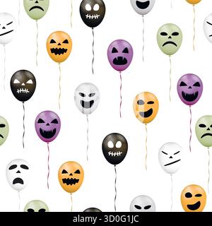 Halloween flying balloons seamless pattern. Vector illustration. Stock Vector