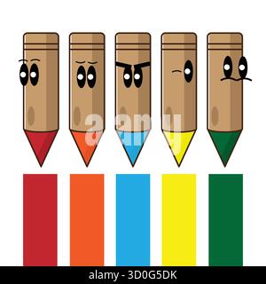 A colorful and creative set of vector pencils, symbolizing art, education, and imagination. Ideal for school materials, stationery branding, or creati Stock Vector