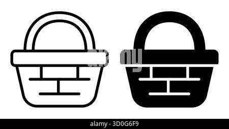 This image features a simple outline and filled basket icons suitable for various graphic design projects. Perfect for digital or print applications, Stock Vector