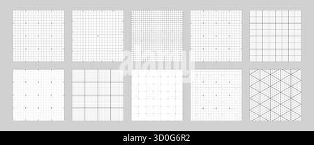 Blueprint black graph. Grid texture for engineering or mechanical layout drawing. Notebook pattern with empty space. Set of Vector Illustrations Stock Vector