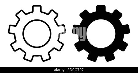 This image features a pair of gear icons in black and white, ideal for technology, engineering, and design projects. Perfect for various applications. Stock Vector