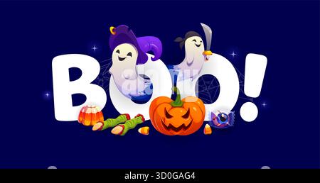 Boo themed Halloween vector greeting card Stock Vector