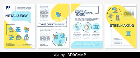 Metallurgy yellow and blue brochure layout Stock Vector