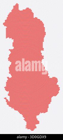 Albania shape rings. Country map formed by stacked circles. Albania boundary shape design. Awesome vector illustration. Stock Vector