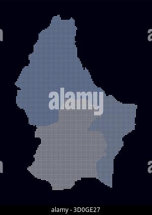 Luxembourg dotted map. Digital style map of the country on a dark background. Luxembourg shape with circle dots. Colored dots style. Stock Vector
