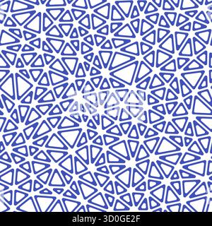 Minimal geometric background. Small triangles size. Solid color style. Rounded triangular cells outlined. Repeatable pattern. Stock Vector