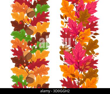 Autumn Color Oak Maple Tree Leaves Seamless Border Stock Vector