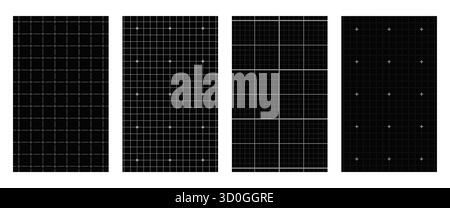 Blueprint black graph. Empty grid with lines and dotted. Used for notes graph documents business and education. Set of Vector Illustrations Stock Vector