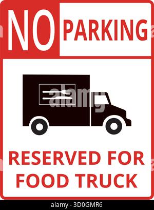 No parking reserved for food truck sign isolated on a white background Stock Vector