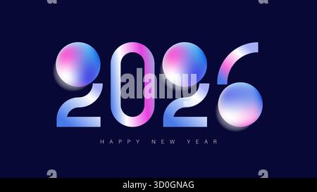 Futuristic and modern 2026 New Year design with neon gradient numbers on dark background. Vector illustration Stock Vector