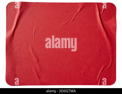 Red rectangular paper sticker with curved corner Stock Photo