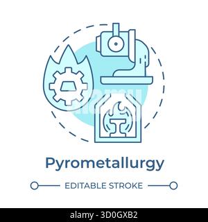 Pyrometallurgy soft blue concept icon Stock Vector