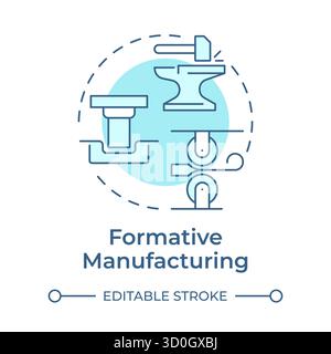 Formative manufacturing soft blue concept icon Stock Vector