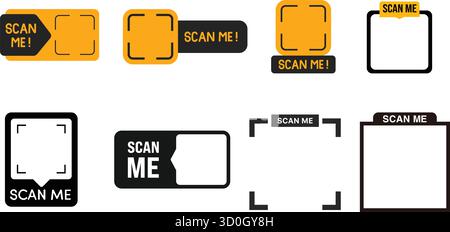 Collection of scan me labels for QR code scanning concept Stock Vector