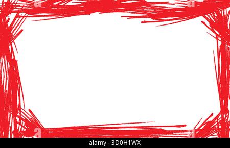 Red textured frame isolated on transparent background Stock Vector
