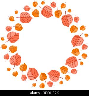 A vibrant wreath made of colorful autumn leaves, perfect for fall designs and seasonal decor Stock Vector