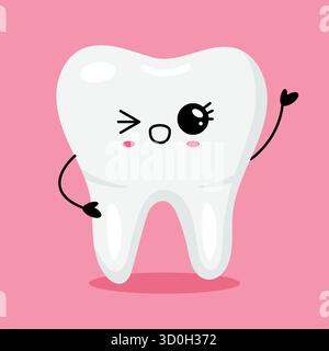 Fun character for kids dental care, stickers, and medical education. Stock Vector