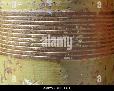 Old rusty ammunition detail with peeling paint and texture. Close up. Copyspace. Stock Photo