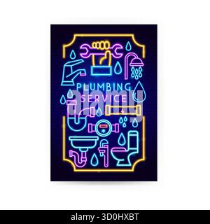 Plumbing Neon Flyer Stock Vector