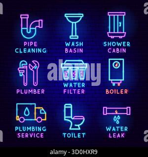 Plumbing Service Label Set Stock Vector