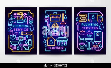 Plumbing Service Flyer Concepts Stock Vector