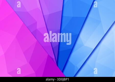 Abstract geometric wallpaper with pink to blue gradient, polygon shapes and vibrant facets Stock Photo