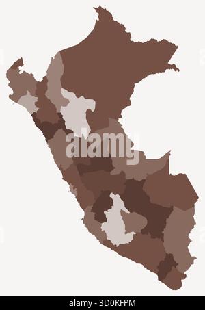 Map of Peru with regions. Just a simple country border map with region ...