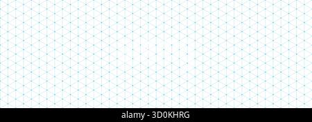 Seamless isometric grid paper. Dotted linear triangular blueprint repeating pattern. Graph guide background for engineering, architect, technical drawing. Vector blue lined ruler sheet page template Stock Vector