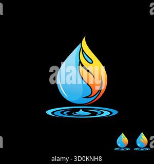 Logo design graphic concept creative premium vector stock image top sell water oil drop with flame service fire energy gas environment clean cool aqua Stock Vector