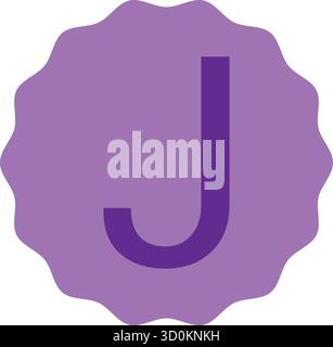 Purple Letter J Vector Design Isolated on White Background. Ideal for educational materials, typography art, creative alphabet projects, posters. Stock Vector