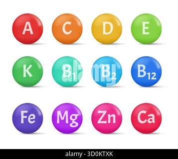 Vitamin Mineral Medical Complex Icons Set Vector Stock Vector Image ...
