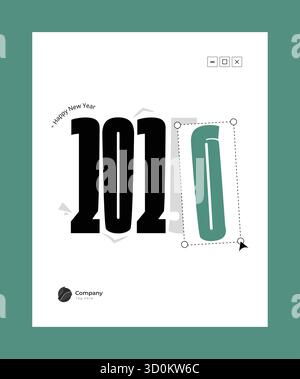 Modern UI style happy new year 2026 poster design with minimalist vector layout, creative typography for digital marketing and branding Stock Vector