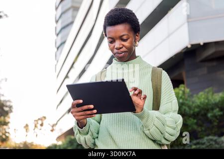 african american student using a tablet Stock Photo