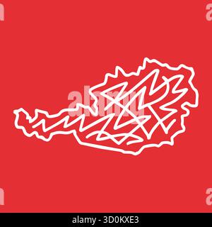 Abstract Scribble Map of Austria. Minimalist vector design for travel, culture, and creative projects. Stock Vector