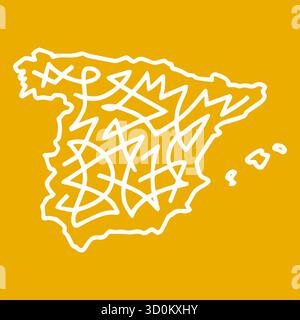 Abstract Scribble Map of Spain. Minimalist vector design for travel, culture, and creative projects. Stock Vector