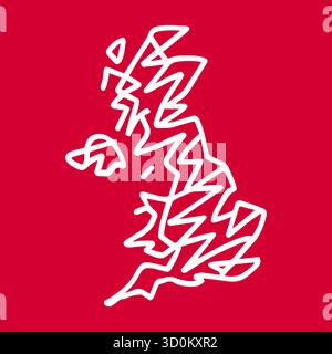 Abstract Scribble Map of United Kingdom. Minimalist vector design for travel, culture, and creative projects. Stock Vector