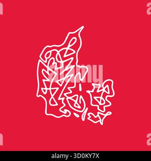 Abstract Scribble Map of Denmark. Minimalist vector design for travel, culture, and creative projects. Stock Vector