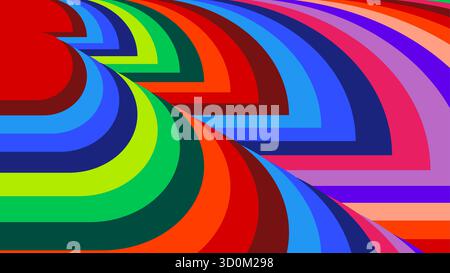 Vibrant abstract curves background with flowing curved shapes in rainbow colors. Modern and dynamic design ideal for posters, wallpapers, banners, and Stock Vector