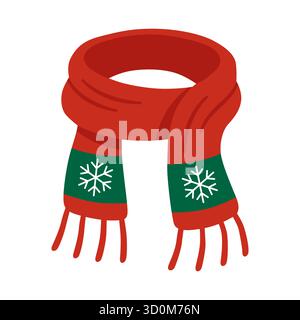 Christmas red green scarf illustration Stock Vector