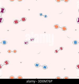 Rectangle glasses seamless pattern in minimal vector style, perfect for fashion accessories, summer design, eyewear backgrounds, and modern prints Stock Vector
