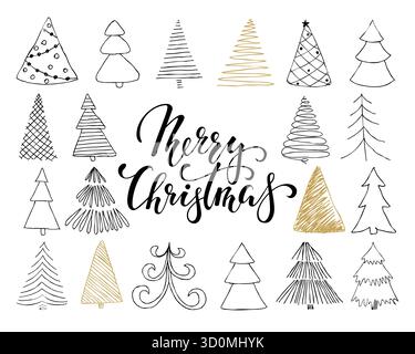 Hand sketch Christmas tree and star. Vector illustration Stock Vector ...