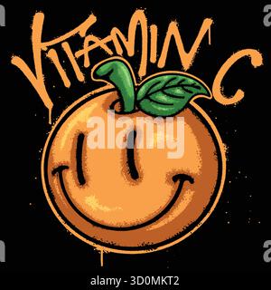 Smile Orange Urban Streetwear Art Stock Vector