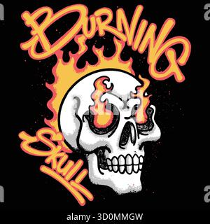 Burning Skull Urban Streetwear Art Stock Vector